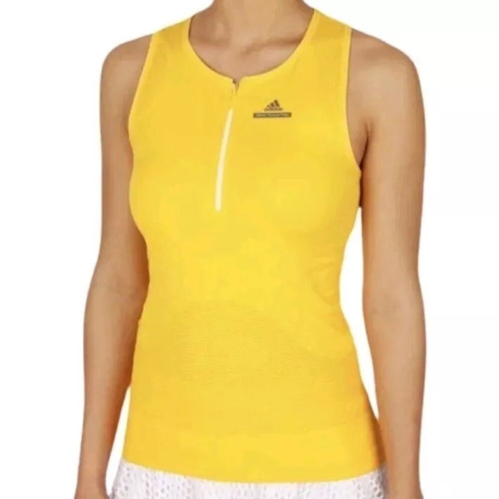 Adidas by Stella McCartney Barricade Wimbledon Zip Up Tank Top Neon Yellow Small